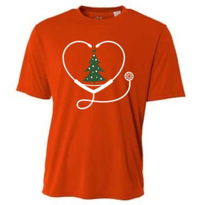 Nurse Christmas Tree Snowflake Stethoscope Cool Xmas Heart Cute Gift Cooling Performance Crew T-Shirt