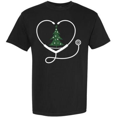 Nurse Christmas Tree Snowflake Stethoscope Cool Xmas Heart Cute Gift Garment-Dyed Heavyweight T-Shirt