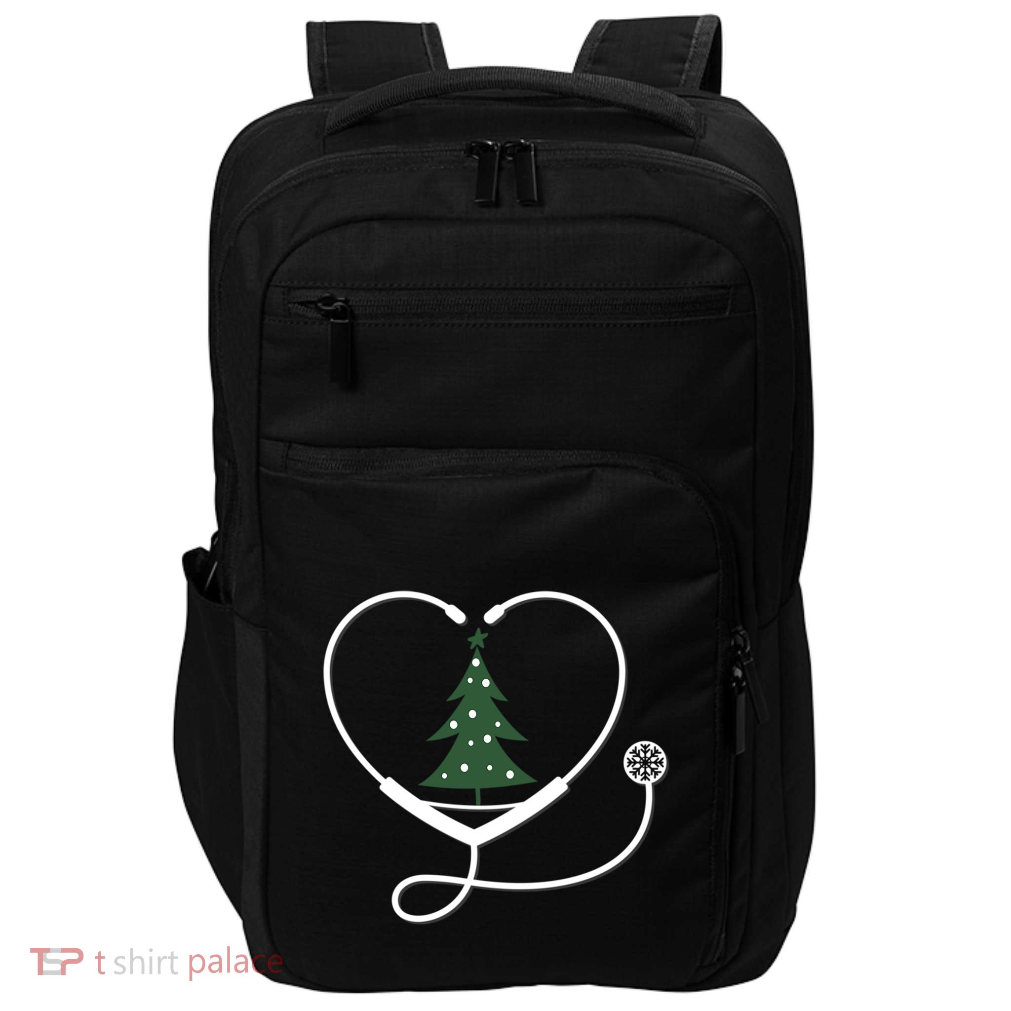 Nurse Christmas Tree Snowflake Stethoscope Cool Xmas Heart Cute Gift Impact Tech Backpack