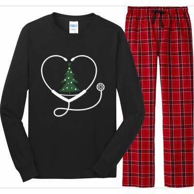 Nurse Christmas Tree Snowflake Stethoscope Cool Xmas Heart Cute Gift Long Sleeve Pajama Set