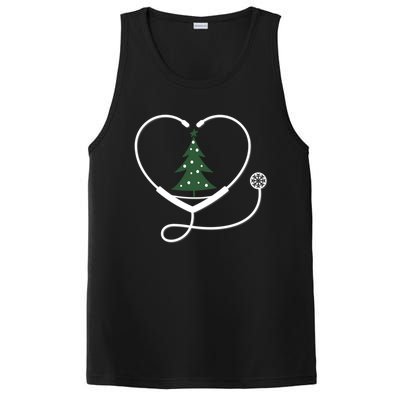 Nurse Christmas Tree Snowflake Stethoscope Cool Xmas Heart Cute Gift PosiCharge Competitor Tank