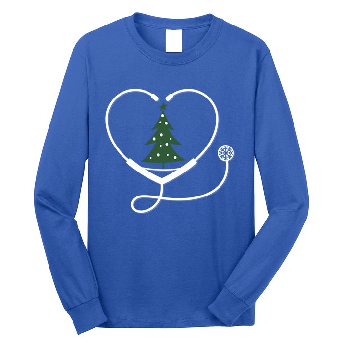 Nurse Christmas Tree Snowflake Stethoscope Cool Xmas Heart Cute Gift Long Sleeve Shirt