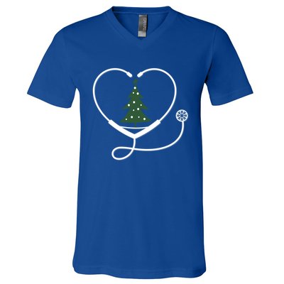 Nurse Christmas Tree Snowflake Stethoscope Cool Xmas Heart Cute Gift V-Neck T-Shirt