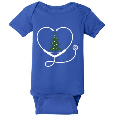 Nurse Christmas Tree Snowflake Stethoscope Cool Xmas Heart Cute Gift Baby Bodysuit