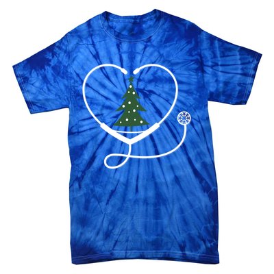 Nurse Christmas Tree Snowflake Stethoscope Cool Xmas Heart Cute Gift Tie-Dye T-Shirt