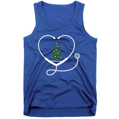 Nurse Christmas Tree Snowflake Stethoscope Cool Xmas Heart Cute Gift Tank Top