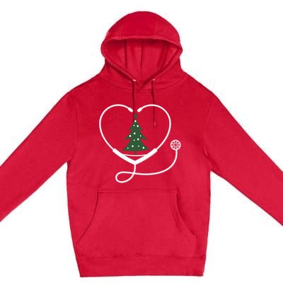 Nurse Christmas Tree Snowflake Stethoscope Cool Xmas Heart Cute Gift Premium Pullover Hoodie