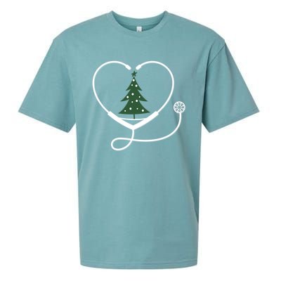 Nurse Christmas Tree Snowflake Stethoscope Cool Xmas Heart Cute Gift Sueded Cloud Jersey T-Shirt