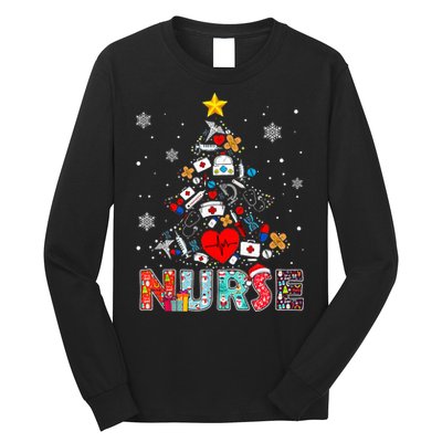 Nurse Christmas Tree Stethoscope RN LPN Scrub Nursing Xmas  Long Sleeve Shirt