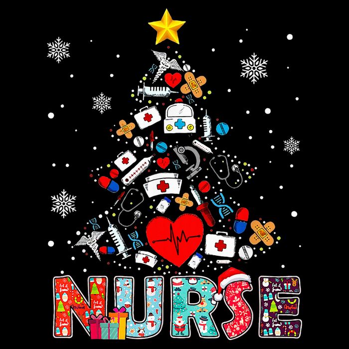 Nurse Christmas Tree Stethoscope RN LPN Scrub Nursing Xmas  Tall T-Shirt