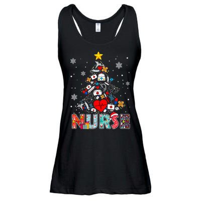 Nurse Christmas Tree Stethoscope RN LPN Scrub Nursing Xmas  Ladies Essential Flowy Tank
