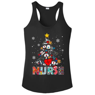 Nurse Christmas Tree Stethoscope RN LPN Scrub Nursing Xmas  Ladies PosiCharge Competitor Racerback Tank