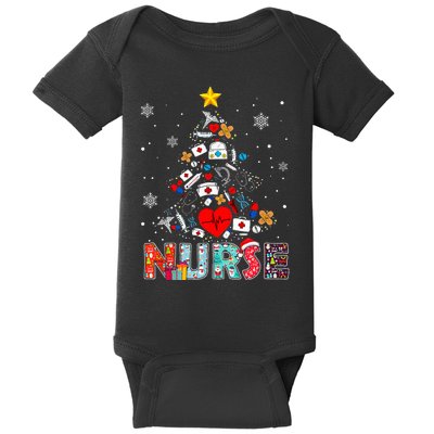 Nurse Christmas Tree Stethoscope RN LPN Scrub Nursing Xmas  Baby Bodysuit