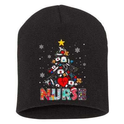 Nurse Christmas Tree Stethoscope RN LPN Scrub Nursing Xmas  Short Acrylic Beanie