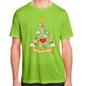 Nurse Christmas Tree Nursing School Rn Hat Heartbeat Shot Gift Adult ChromaSoft Performance T-Shirt