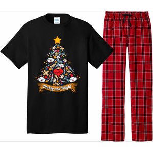 Nurse Christmas Tree Nursing School Rn Hat Heartbeat Shot Gift Pajama Set