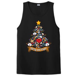 Nurse Christmas Tree Nursing School Rn Hat Heartbeat Shot Gift PosiCharge Competitor Tank