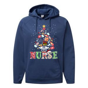 Nurse Christmas Tree Stethoscope Rn Lpn Scrub Nursing Xmas Cute Gift Performance Fleece Hoodie