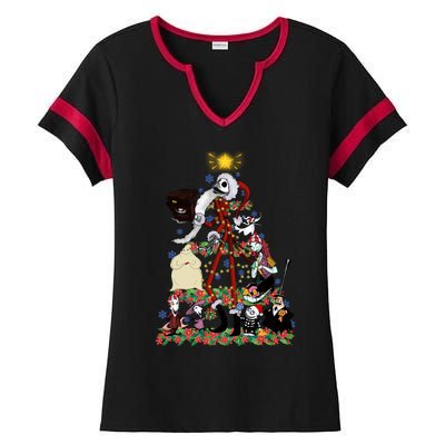 Nightmare Christmas Tree Santa Jack Sally Oogie Boogie Nightmare Ladies Halftime Notch Neck Tee