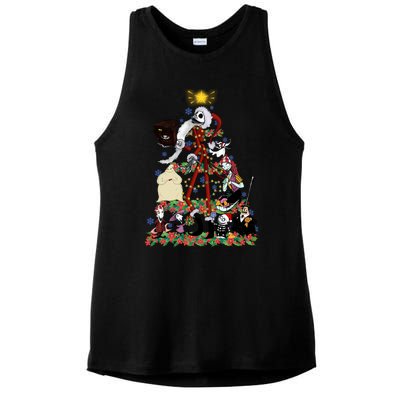 Nightmare Christmas Tree Santa Jack Sally Oogie Boogie Nightmare Ladies PosiCharge Tri-Blend Wicking Tank