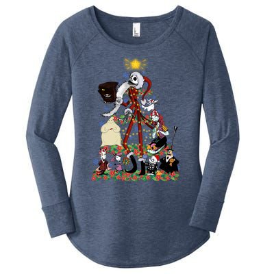 Nightmare Christmas Tree Santa Jack Sally Oogie Boogie Nightmare Women's Perfect Tri Tunic Long Sleeve Shirt