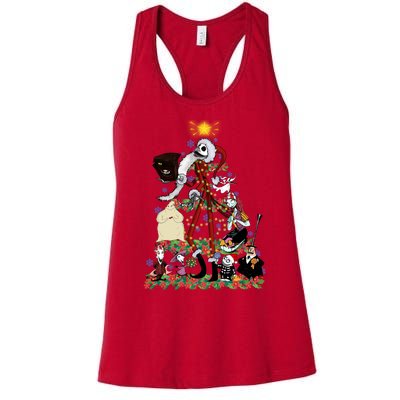 Nightmare Christmas Tree Santa Jack Sally Oogie Boogie Nightmare Women's Racerback Tank