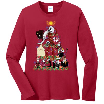 Nightmare Christmas Tree Santa Jack Sally Oogie Boogie Nightmare Ladies Long Sleeve Shirt