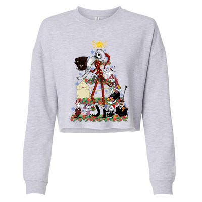 Nightmare Christmas Tree Santa Jack Sally Oogie Boogie Nightmare Cropped Pullover Crew