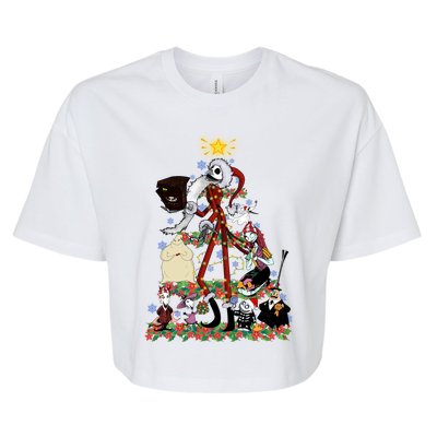 Nightmare Christmas Tree Santa Jack Sally Oogie Boogie Nightmare Bella+Canvas Jersey Crop Tee