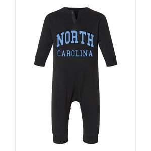 North Carolina Throwback Design State Of Nc Classic Infant Fleece One Piece