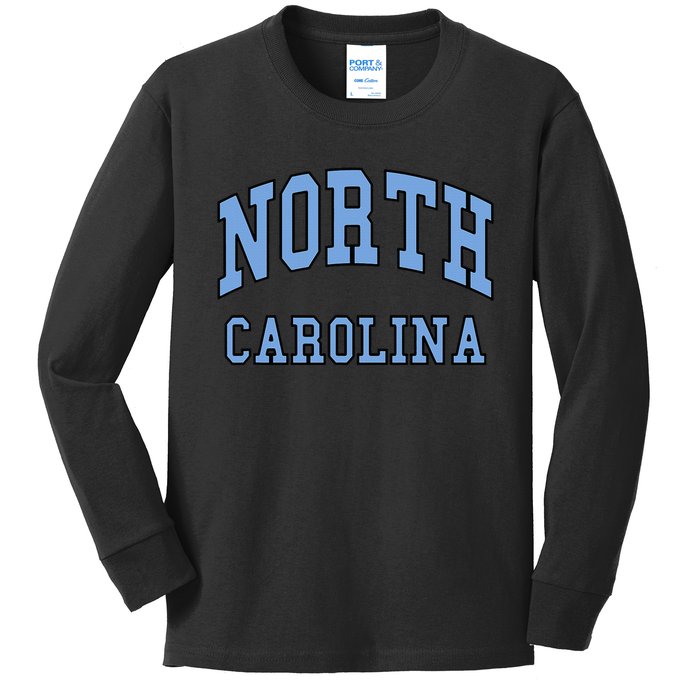 North Carolina Throwback Design State Of Nc Classic Kids Long Sleeve Shirt