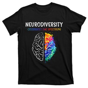 Neurodiversity celebrate the spectrum Brain Autism Awareness T-Shirt