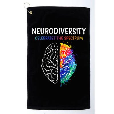 Neurodiversity celebrate the spectrum Brain Autism Awareness Platinum Collection Golf Towel