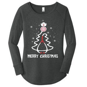 Nurse Christmas Tree Stethoscope Nursing Gift Rn Lpn Funny Women's Perfect Tri Tunic Long Sleeve Shirt