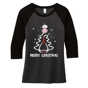 Nurse Christmas Tree Stethoscope Nursing Gift Rn Lpn Funny Women's Tri-Blend 3/4-Sleeve Raglan Shirt