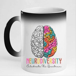 Neurodiversity Celebrate The Spectrum Brain Autism Awareness 11oz Black Color Changing Mug