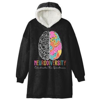 Neurodiversity Celebrate The Spectrum Brain Autism Awareness Hooded Wearable Blanket