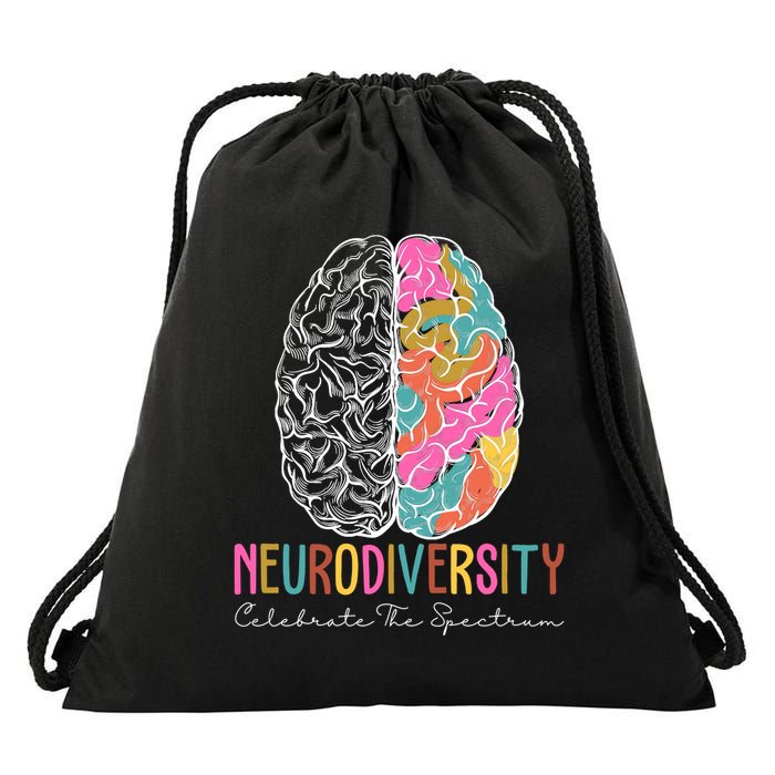 Neurodiversity Celebrate The Spectrum Brain Autism Awareness Drawstring Bag