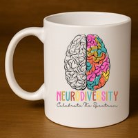 Neurodiversity Celebrate The Spectrum Brain Autism Awareness 11oz C Handle Ceramic Mug