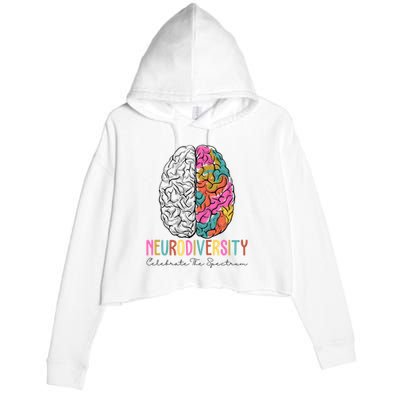 Neurodiversity Celebrate The Spectrum Brain Autism Awareness Crop Fleece Hoodie