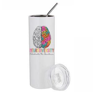 Neurodiversity Celebrate The Spectrum Brain Autism Awareness Stainless Steel Tumbler