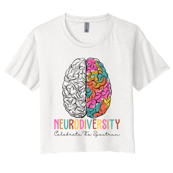Neurodiversity Celebrate The Spectrum Brain Autism Awareness Women's Crop Top Tee