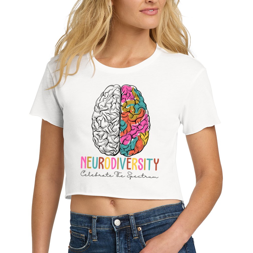 Neurodiversity Celebrate The Spectrum Brain Autism Awareness Women's Crop Top Tee