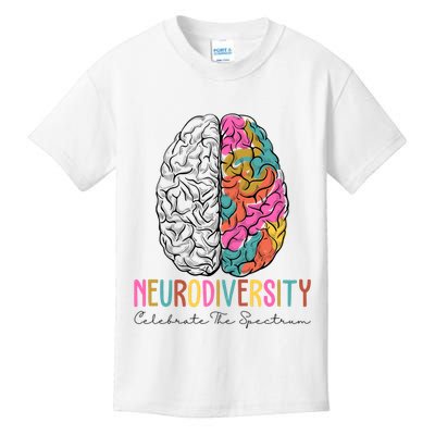 Neurodiversity Celebrate The Spectrum Brain Autism Awareness Kids T-Shirt