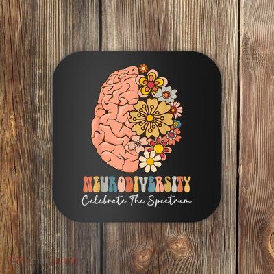 Neurodiversity celebrate the spectrum Brain Autism Awareness Coaster