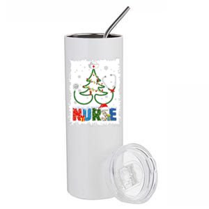 Nurse Christmas Tree Stethoscope Nursing For Nurses Bleached Meaningful Gift Stainless Steel Tumbler