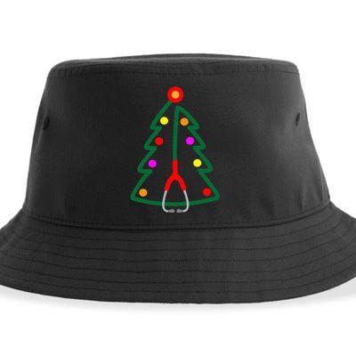 Nurse Christmas Tree Stethoscope Nurses Xmas Sustainable Bucket Hat