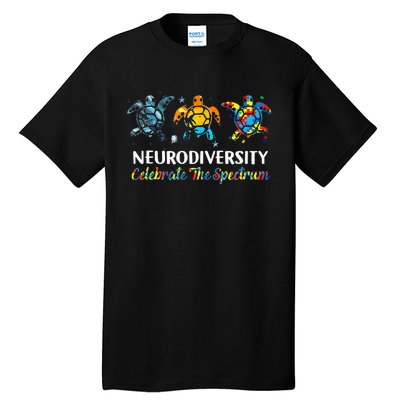 Neurodiversity Celebrate The Spectrum Turtle Planet Autism Tall T-Shirt