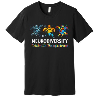 Neurodiversity Celebrate The Spectrum Turtle Planet Autism Premium T-Shirt