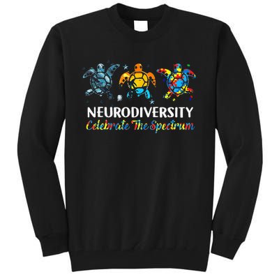 Neurodiversity Celebrate The Spectrum Turtle Planet Autism Tall Sweatshirt